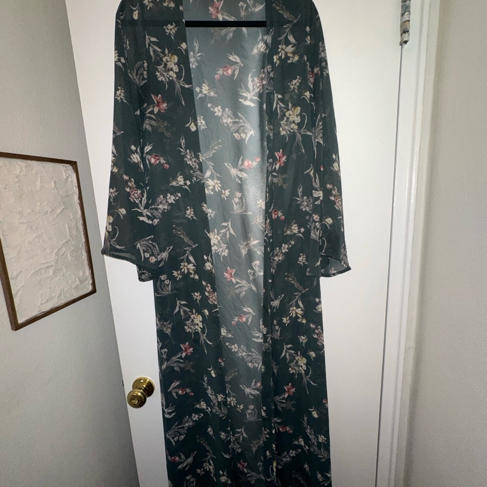 Floral Sheer Duster - Peach Love California